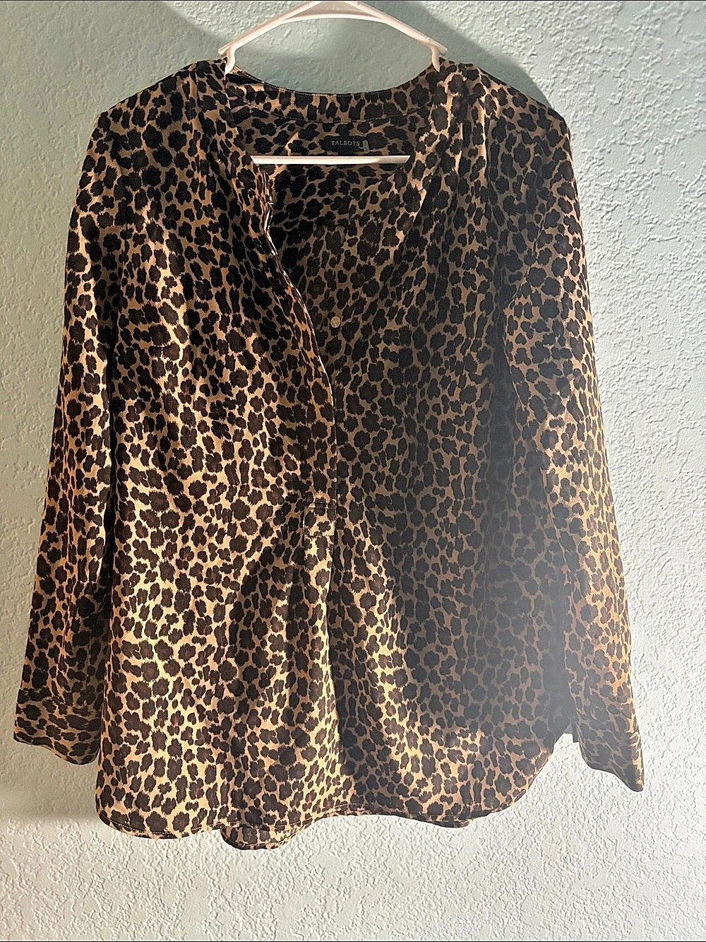 Talbots Animal Print Blouse in Brown & Black Size Small Like New